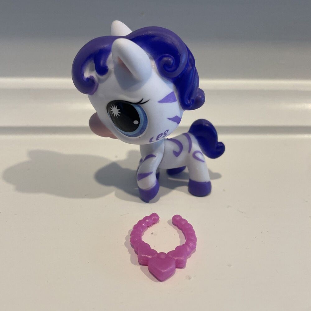 Littlest Pet Shop LPS G7 #249 Zebra White Purple Stylin Stripes Wave/Series 4